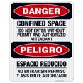 thumbnail image 1 of Confined Space Do Not Enter Without Permit Bilingual Sign, OSHA Danger Sign, 24x30 Reflective Aluminum EGP, 1 of 1