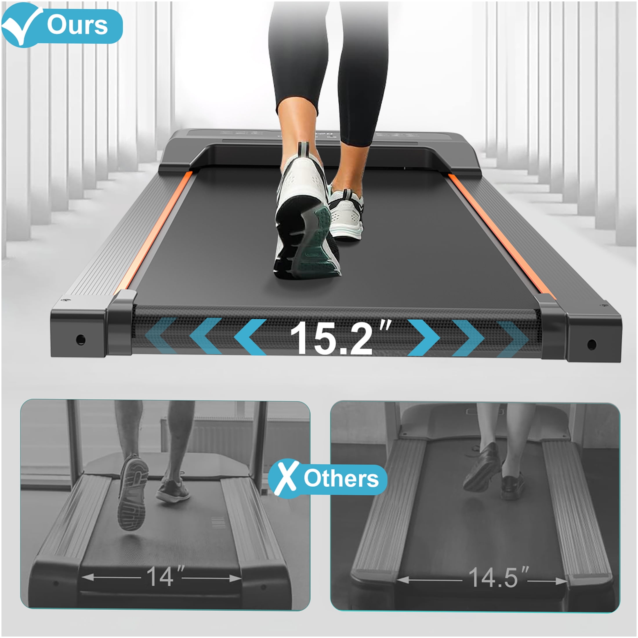 JERFIT Walking Pad Treadmill with Remote, Under Desk Electric Treadmill for Home Office, 2.5HP Portable Walking Machine with LED Display, 265LB Capacity, Black Steel Frame