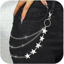 Star Pants Chain Silver Goth Wallet Chains Y2k Punk Layered Jean Accessories for Women and Men