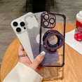 thumbnail image 6 of for iPhone 14 Ring Stand Case Compatible with Mag-Safe, [Never Yellowing] [Clear Back + Glitter Bling Paper] Camera Lens Protector Plating Clear Phone Cover for Women Girls, Blue, 6 of 11