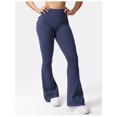thumbnail image 3 of Flare Leggings with Pockets for Women Scrunch Workout Leggings Butt Lifting Gym Yoga Pants Work Pants Navy Blue S, 3 of 5