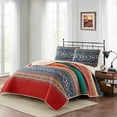 thumbnail image 2 of Nanshing Vernice 3 Piece Bohemian Ecclectic Quilt Set, Red Blue, King, 2 of 7