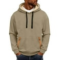 thumbnail image 6 of YOIAVAIOY Men's Fleece Lined Hoodie Winter Warm Heavyweight Pullover Thickened Sherpa Sweatshirt Fall Winter with Pocket Beige XXL, 6 of 10