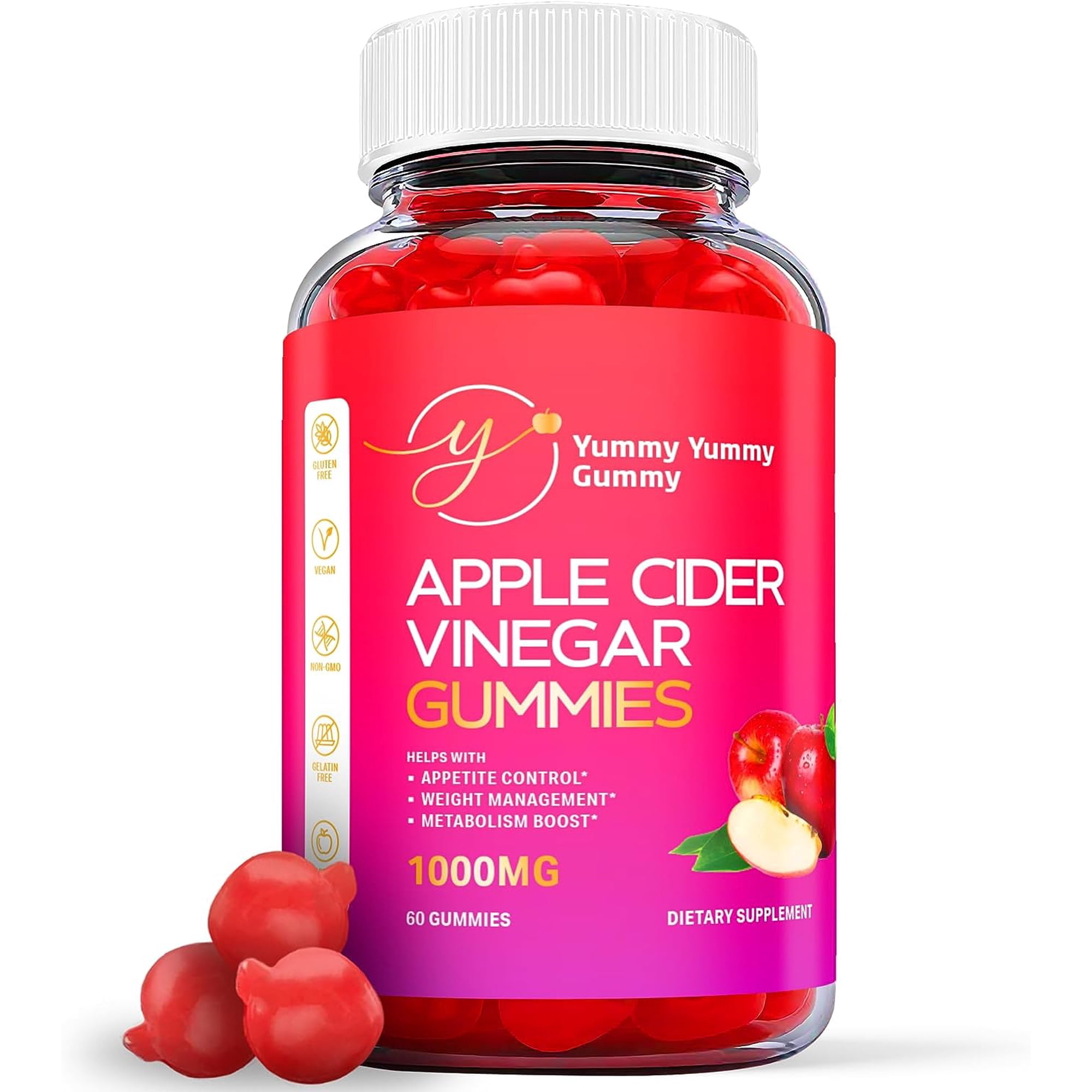 (1 Pack) Yummy Yummy Gummy Keto ACV Gummies - Apple Cider Vinegar Supplement for Weight Loss - Energy & Focus Boosting Dietary Supplements for Weight Management & Metabolism - Fat Burn - 60 Gummies