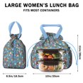 thumbnail image 5 of Pioneer Flower Floral Print Pattern Drawstring Lunch Bag Women - Drawstring Lunch Bag Insulated for Work Office - Stain-Resistant Large Lunchbags for Women with Multi-Pockets, 5 of 6