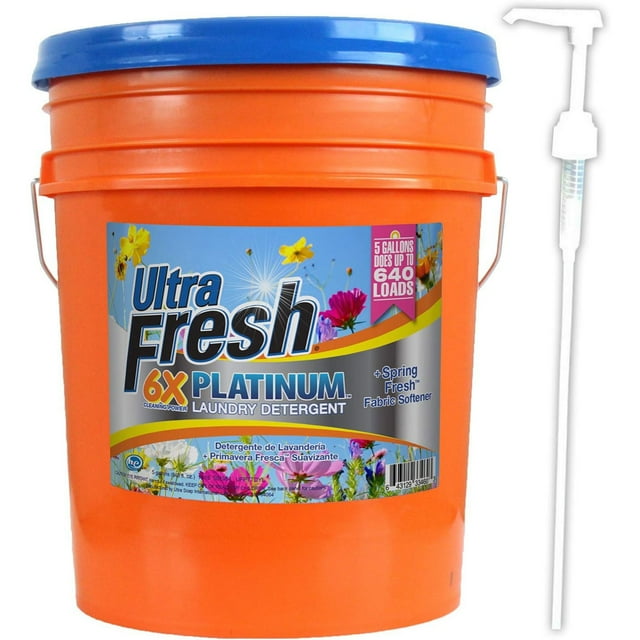 Ultra Fresh 6X Platinum Détergent à Lessive 5 Gal avec Assouplissant Fraîcheur Printanière