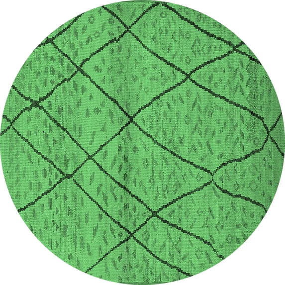 Ahgly Company Indoor Round Oriental Emerald Green Industrial Area Rugs, 7' Round