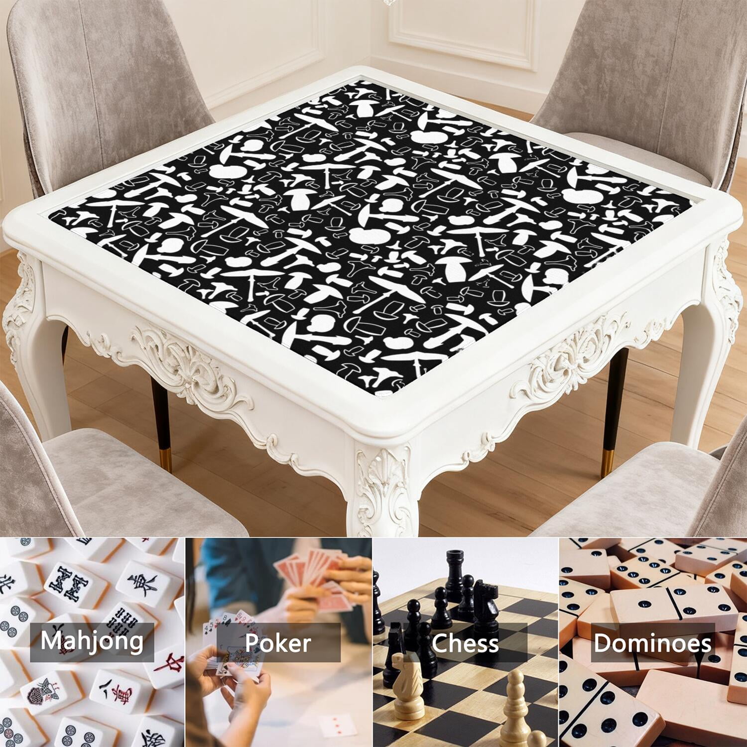 31.5 Inch Plants Style Mahjong Playing Surface Made of Durable Rubber Featuring Anti-Slip Backing and Noise Dampening Technology for Multi-Game Activities