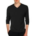 thumbnail image 4 of Mens T Shirt V Neck Long Sleeve Basic Undershirt Layering Top Stretch Thin Breathable Slim Fit Pullover Tees Black M, 4 of 4