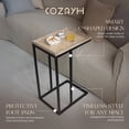thumbnail image 3 of Open Box COZAYH Farmhouse C Couch End Table, Accent Furniture with Woven Rattan Tray Top, Black, 3 of 10