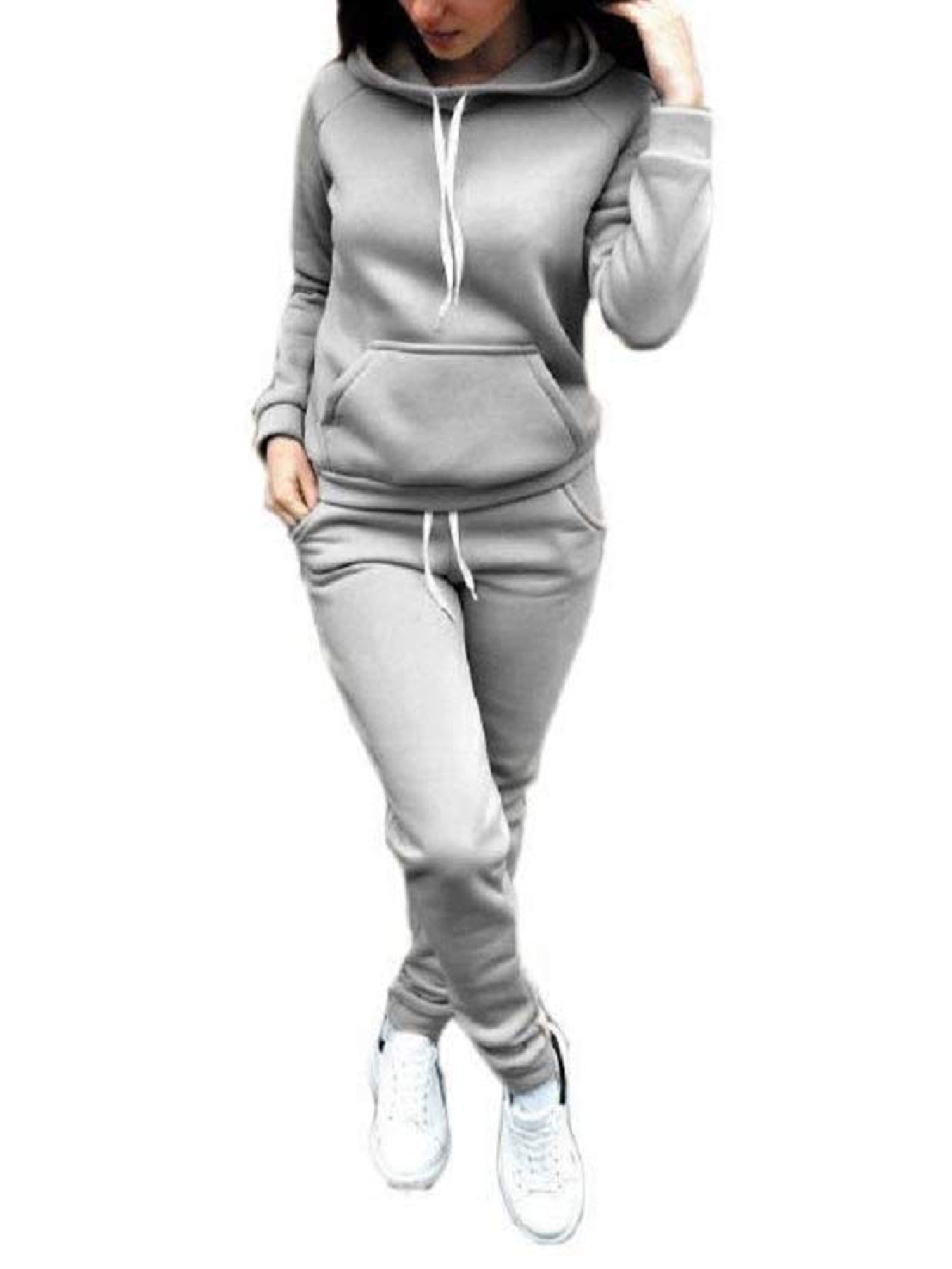 Leisure Suit Polo Neck Sweatshirt with Jogging Bottoms Fashion Sportswear Comfortable Jogging Suit Onsoyours Women's Sports Suit 2-Piece Tracksuit Set 