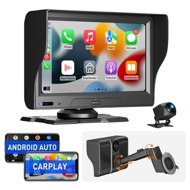 Oude tijden Bibliografie opgroeien ESSGOO 2.5K IPS Touchscreen 7" Portable Car Stereo Wireless Apple Carplay &  Android Auto 2023 Newest Dash Cam with Bluetooth/Voice Assistant GPS  Navigation for Car with 170° Backup Camera - Walmart.com