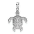 thumbnail image 3 of 14K White Gold Charm Pendant Themed Men'S Open Back Diamond-Cut 24 mm 17, 3 of 4