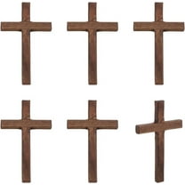 6pcs Wooden Wood Wall Crosses Hand Held Coffee Small Prayer Hanging Home Decor for Easter Meditation Weddings Party Christmas Decor Gift 2.7x4.7 Inch