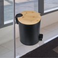 thumbnail image 5 of 3l basurero de baño | basurero de pedal, basurero de cosméticos con cierre suave 124 diseños de moda, con tapa de bambú, basurero doméstico circular negro Zefei Wu 9024735018667, 5 of 5
