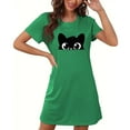 thumbnail image 5 of Lorytime Night Dress for Women Sleepwear Knee Length Short Sleeve Nightgowns Oversized Round Neck Cute Sleepshirts Nightdress Sleepdress Comfy Soft Lounge Pajamas Dress Green S, 5 of 5