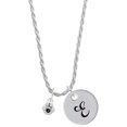 thumbnail image 1 of Delight Jewelry Silvertone Mini Paw with Black Crystal Silvertone Script Initial Disc - E - Charm Necklace, 20"+3", 1 of 4