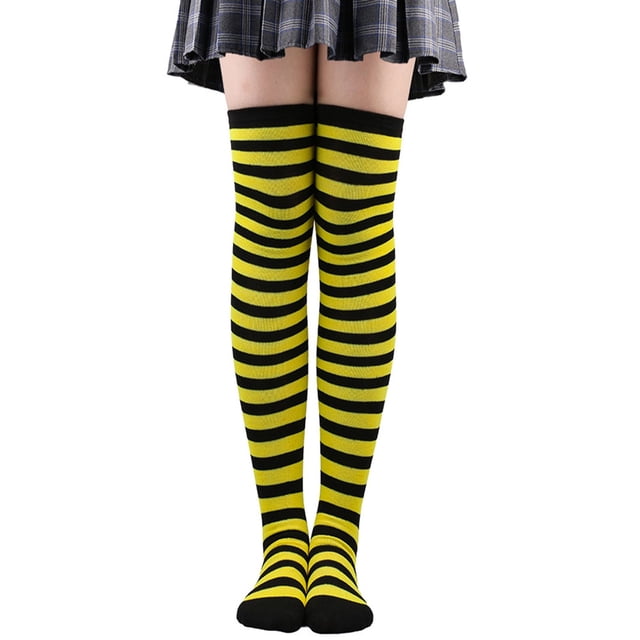Bas Femmes au-Dessus du Genou Chaussettes Rayées pour Halloween Cosplay Chauffe-Jambes Bas