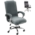 thumbnail image 3 of Dznils Stretch Office Chair Cover with Armrest Cover, Velvet Computer Desk Chair Slipcover, Gray, 3 of 10