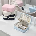 thumbnail image 4 of Caja de Almacenamiento de joyería Injueey de cuero PU para mujer Azul blanco, 4 of 6