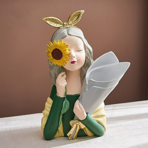 EGNMCR Seedling Tray Flower Vase Girl Shaped Pot Resin Girls Figurines Decorative Vase Succulent Planter Bonsai Container Vase Table Art Statue For Home Office Desktop Decoration Planting basin