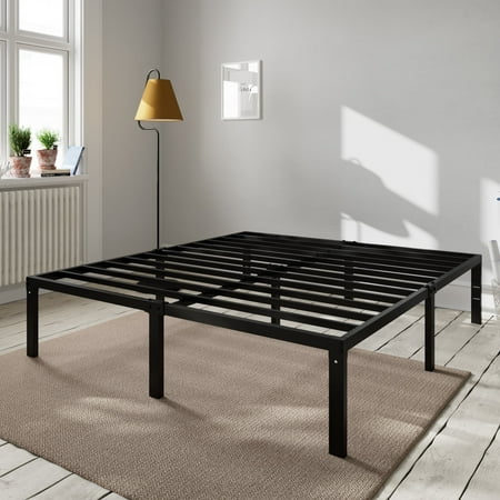 Amolife Heavy Duty King Size Metal Platform Bed Frame with 16.7 Large Under Bed Storage Space Black