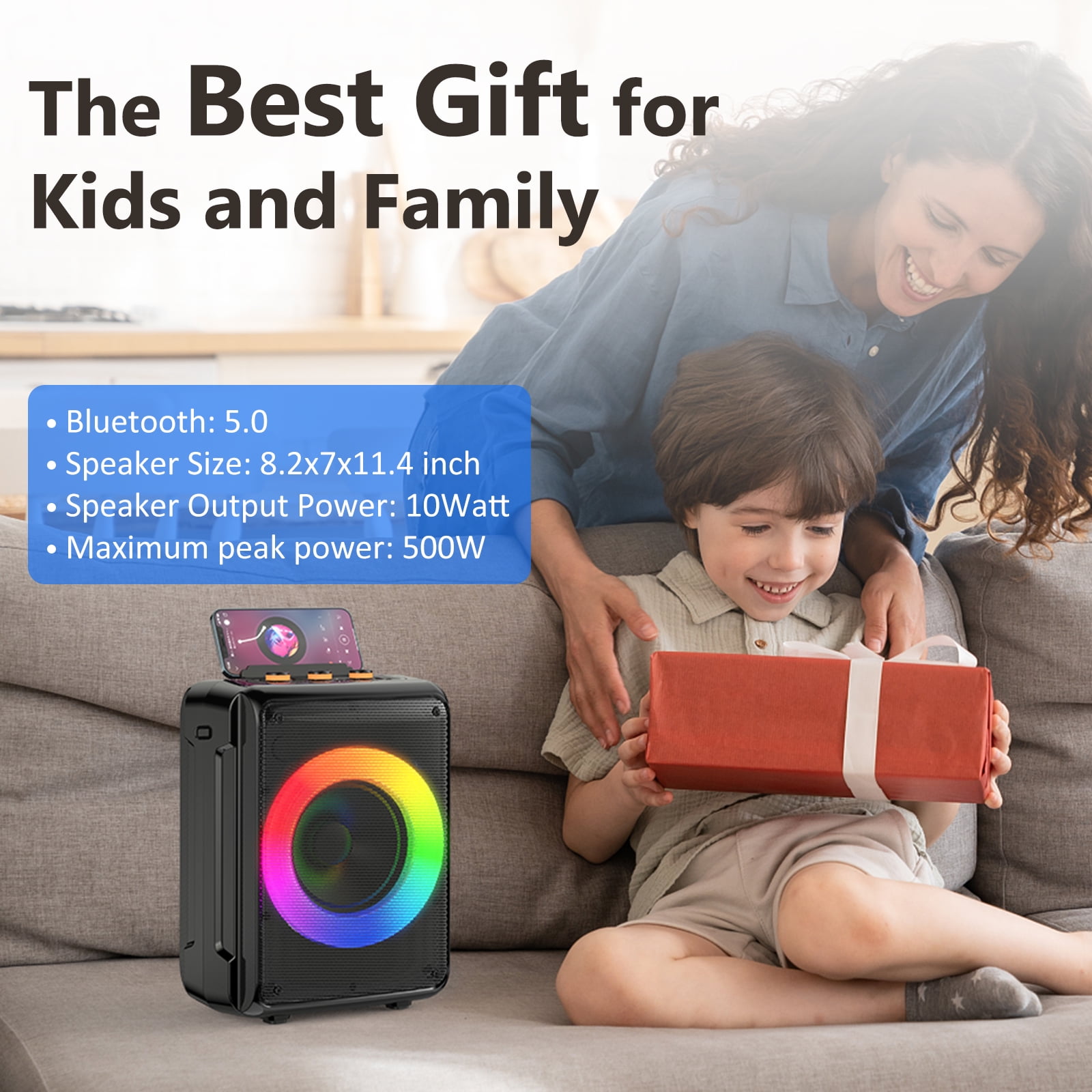 JYX Portable Bluetooth Speaker with Microphone, 40W Deep Bass Party Speaker with Rgb Lights