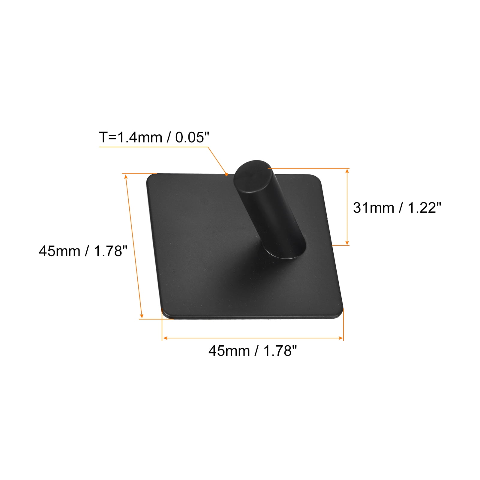 Unique Bargains Self Adhesive 304 Stainless Steel Sticky Hooks Wall Hanger Black 2Pcs