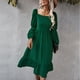thumbnail image 3 of Vestido de primavera y otoño,Vestido con mangas de linterna para mujer, vestido con espalda elástica, vestido fluido con volantes, diseño aerodinámico, 3 of 6