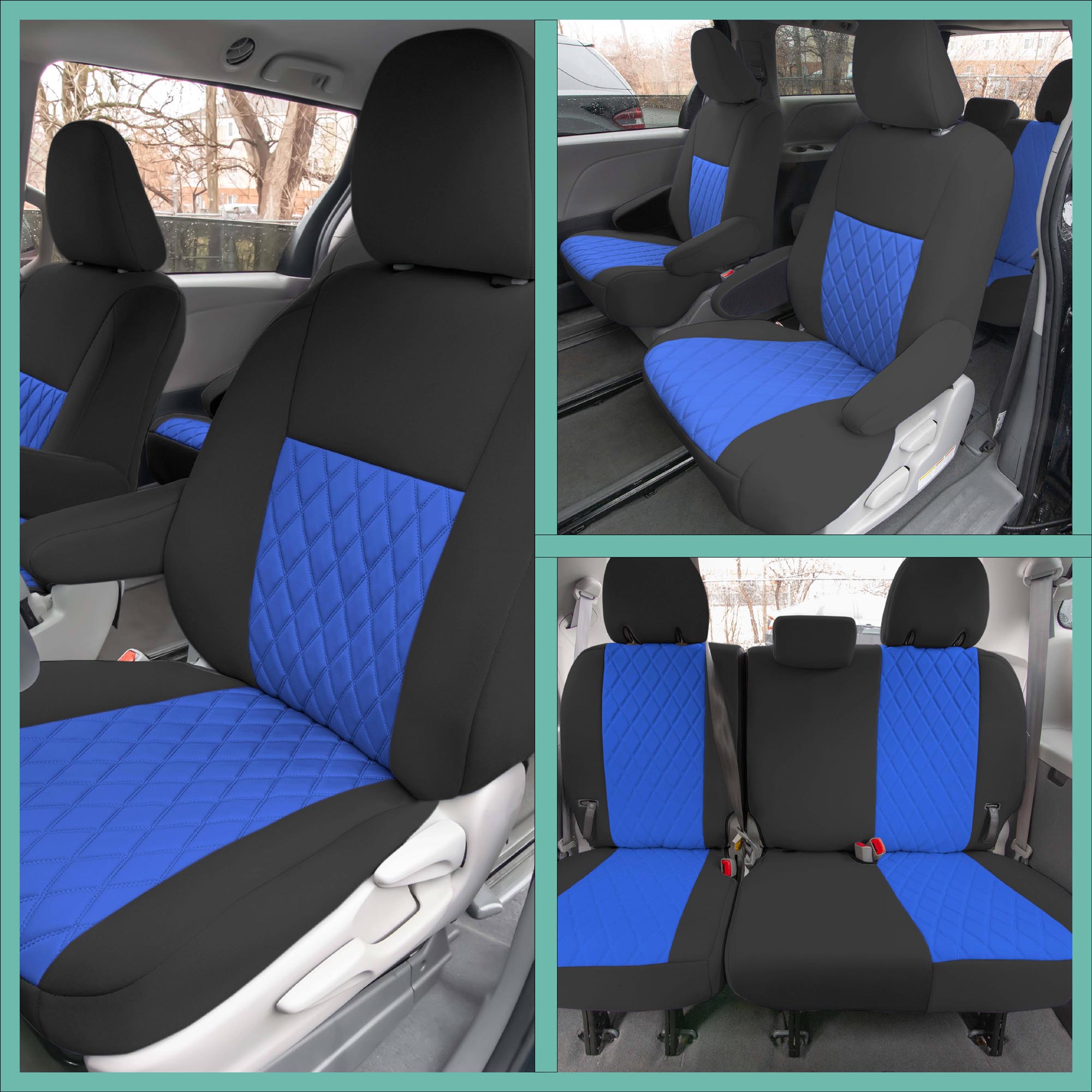 FH Group Custom Fit Car Seat Covers for Toyota Sienna 2011-2020, Car Seat  Cover Full Set, Automotive Seat Covers in COLOR Neoprene, Waterproof and  Washable Seat Covers Blue/Black