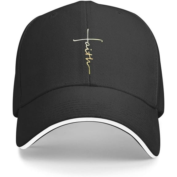 Faith Cross, Christian, Jesus Baseball Cap Black Men Women Summer Sun Dad Golf Adjustable Snapback Cowboy Trucker Hat