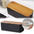thumbnail image 2 of Fmnung Cable Management Box, Cord Organizer with Wood Lid for Desk TV Computer, Hide Power Strips and Cords, Cable Box with Ventilation Holes, White/Black, 2 of 6