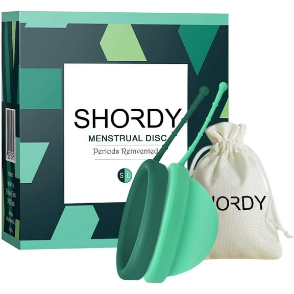 Shordy Reusable Menstrual Disc, Set of 2 (Size - Small & Large) with Pouch, upto 12 Hours Use, Tampon and Pad Alternative, Green Period Discs
