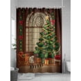 thumbnail image 5 of Fsddascl Green Christmas Tree Shower Curtain Set - Extra Long 72" x 96" Washable Bathtub Curtain with 12 Hooks, Winter Xmas Ball Star Bear Cartoon Waterproof Fabric Stall Shower Curtains for Bathroom, 5 of 6