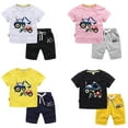 thumbnail image 5 of FLMEI 1-8Years Kids Boys Summer Outfits Toddler Short Sets Cotton Cute Excavato Cartoon T-Shirt and Pants 2-Piece Clothes, 5 of 9