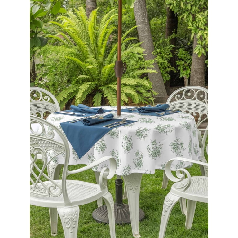 flowered 54 round patio table cover with umbrella hole Outdoor Tablecloth and Zipper Floral Outdoor Tablecloths Inch Waterproof Outside Cloths Black White Table Cloth for Outdoor Tables Picnic BBQS Garden Its a small detail that save time and hassle Outdoor Tablecloth with Umbrella Hole