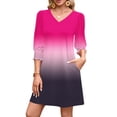 thumbnail image 2 of Ashirexll Midi Dresses for Women, Flowy Dresses for Women, Fashion Leisure Solid Color Elastic Cuff Long Sleeve V-Neck Dress, 2 of 7