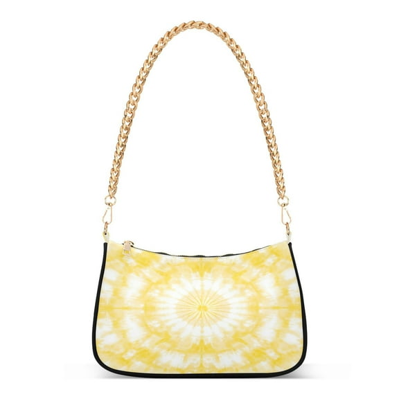 One Shoulder Chain Handbag 7.1x11x2.8in Women's Hobo Handbags Tote Handbags Shoulder Handbags Card Bag Cash Bag Key Bag Pretty Light Yellow Tie Dye