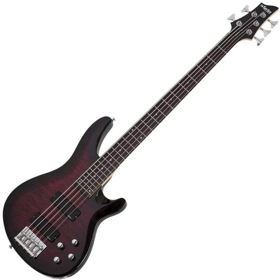 Schecter C-5 Plus 5 String Bass Guitar - See Through Cherry Burst