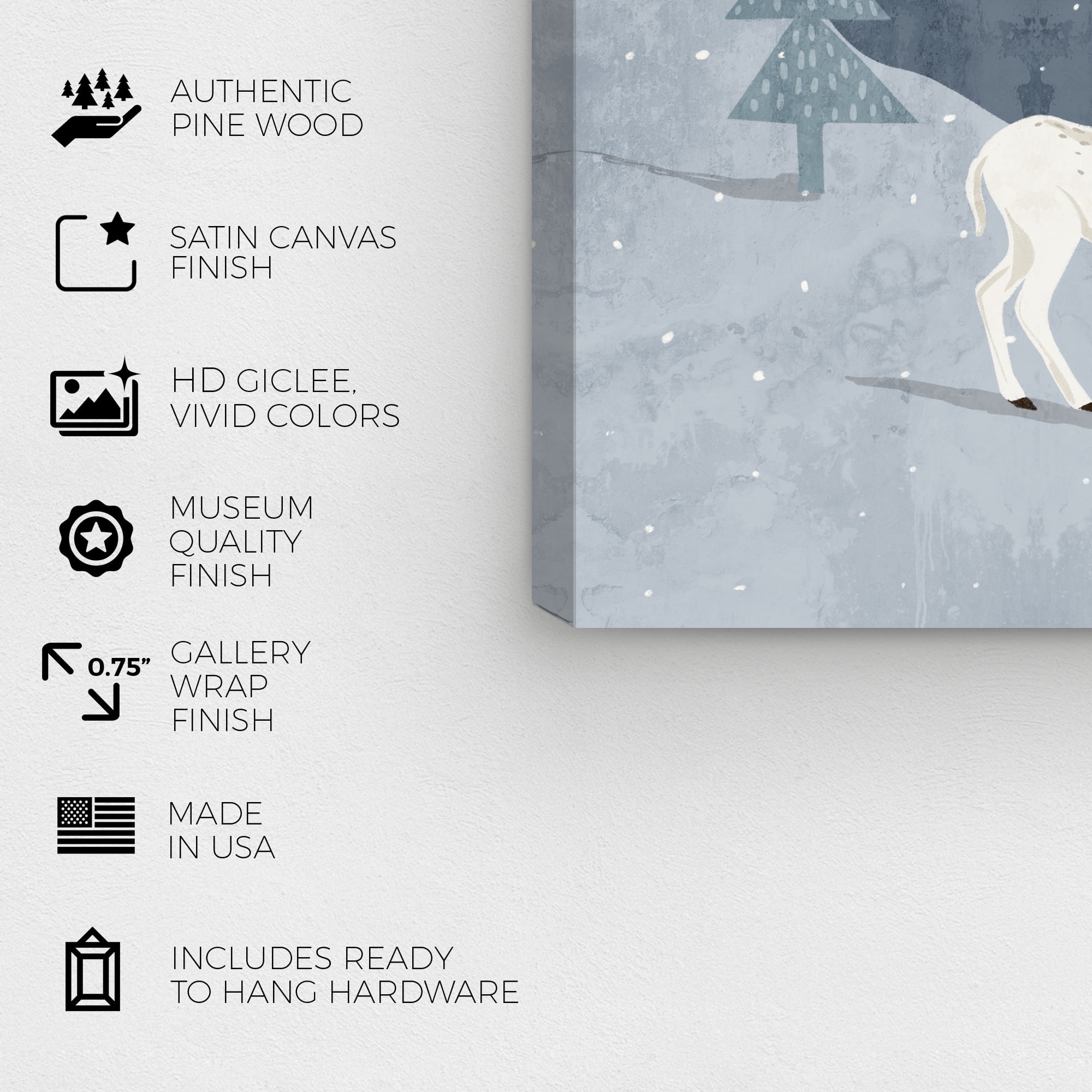 Wynwood Studio Snow Field Wild Life Night Animals Wall Art Canvas Print Blue 12x12