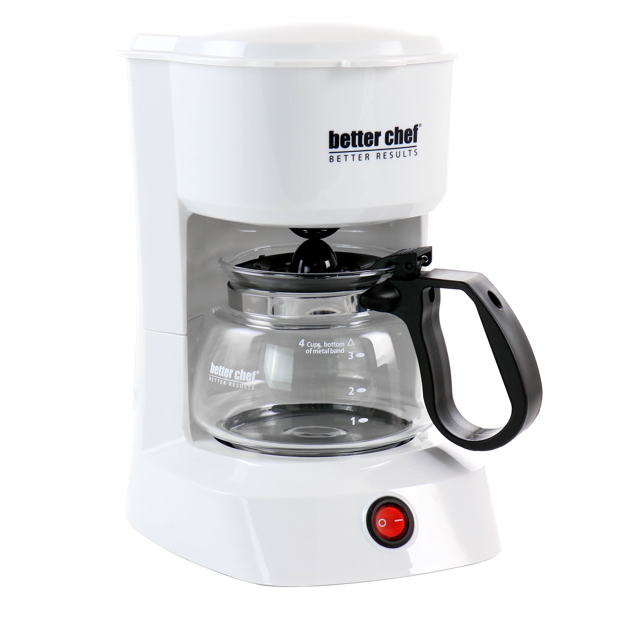 Better Chef 4 Cup Compact Coffee Maker in White with Removable Filter