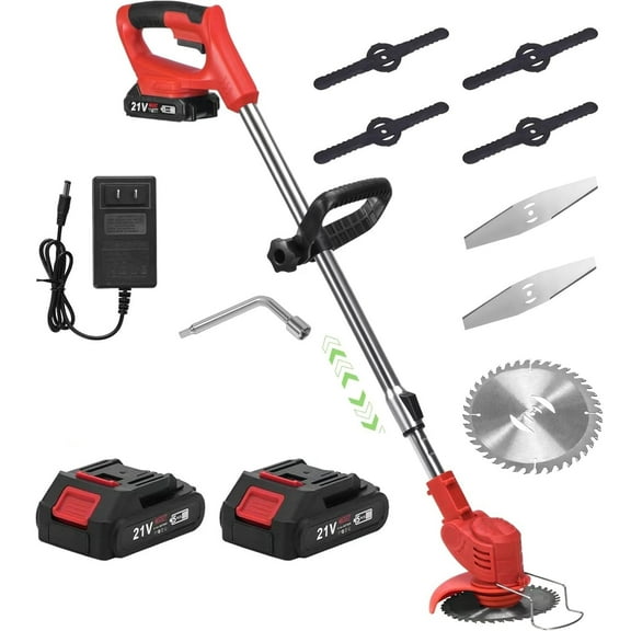 Weed Wacker Electric Cordless Grass Trimmer with 2pcs Rrchargable Batteries,3 in 1 Weed Wacker & Edger & Lawn Mower