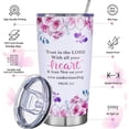 thumbnail image 2 of Christian Gifts for Women Faith Trust in The Lord with All Your Heart 20 oz Stainless Steel Insulated Travel Mug Tumbler with Lid Straw Brush Bible Verse Jesus Religious Gifts for Women Mother''s Day, 2 of 6
