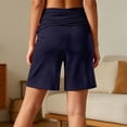 thumbnail image 4 of Arlun Womens Plus Size Yoga Workout Shorts Stretchy Ruched High Waist Summer Fold over Shorts Solid Color Casual Loose Fit Knee Length Loungewear Short Pants for Daily Versatile Navy S, 4 of 5