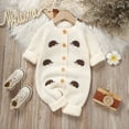 thumbnail image 6 of Onesies Boy Animals Knit Romper Sweater Long Sleeve Button Down Jumpsuit Baby Onsies Beige 0 Months-3 Months, 6 of 7