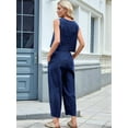 thumbnail image 5 of Womens Checker Set 2 Piece Beach Vacation Outfit Summer Tank Top Pants Suit Blue M, 5 of 8