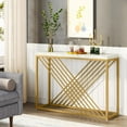 thumbnail image 4 of 42.5 Inches Console Table, Modern Gold Sofa Table, Narrow Entryway Table with Metal Frame for Living Room, Hallway, Entryway, White & Gold, 4 of 6