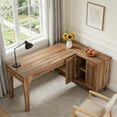 thumbnail image 6 of Fnova 57" L-Shaped Modern Desk, Writing Desk Computer Desk with 4 Drawers & Open Shelves, Lateral Storage Cabinet, for Home Office/Study, 6 of 25