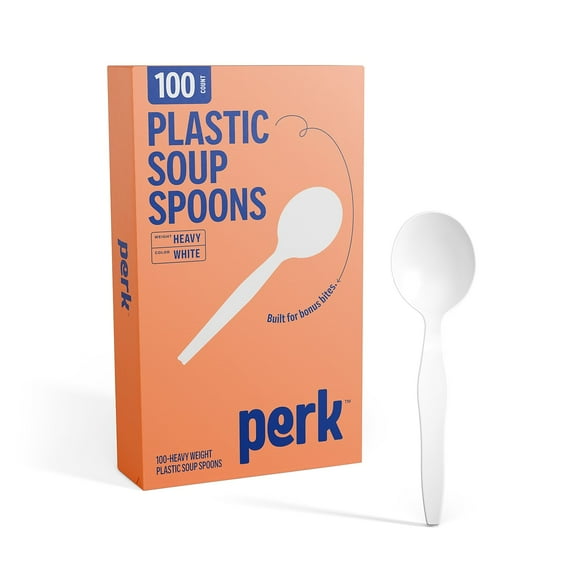 Staples Perk Plastic Soup Spoon Heavy-Weight White PK56404