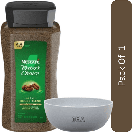 Nescafé Taster's Choice Decaf House Blend Instant Coffee, 14 oz. – with White Bowl by OMA